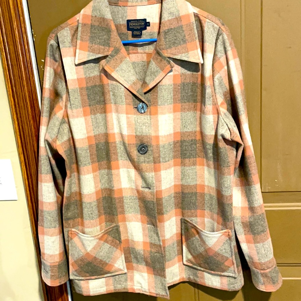 Pendleton XL Jacket 100% Virgin Wool Beige/Pink Women